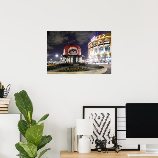 New York Baseball Apple Poster (Thuiskantoor)