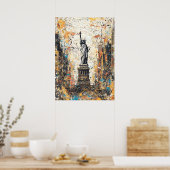 New York Beeld van de Vrijheid Abstracte druppel-s Poster (Keuken)