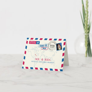 New York Bermuda Airmail Wedding Bedankt Feestdagen Kaart