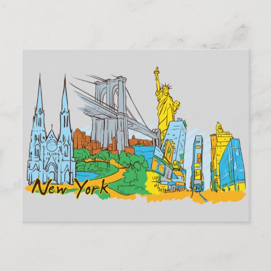 New York, beroemde stad van Amerika Briefkaart (Voorkant)