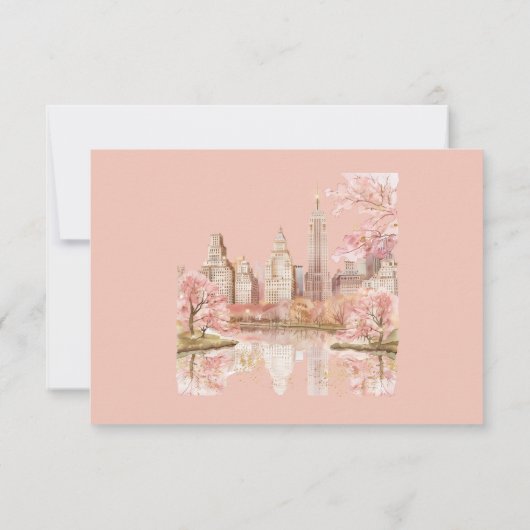 New York Bestemming Bruiloft RSVP Kaartje (Achterkant)