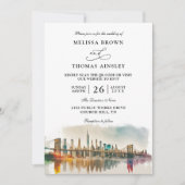 New York Bestemming Modern Budget QR Code Huwelijk Kaart (Voorkant)