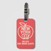 NEW YORK Big Apple Skyline Silhouette Modern Red Bagagelabel (Voorkant (verticaal))