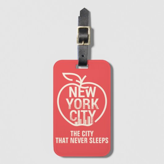 NEW YORK Big Apple Skyline Silhouette Modern Red Bagagelabel (Voorkant (verticaal))