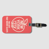 NEW YORK Big Apple Skyline Silhouette Modern Red Bagagelabel (Voorkant (horizontaal))