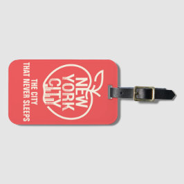 NEW YORK Big Apple Skyline Silhouette Modern Red Bagagelabel