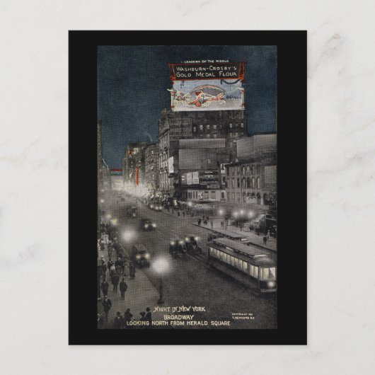 New York bij nacht in 1910 Briefkaart (Voorkant)