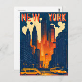 New York bij nacht, Reizen Briefkaart (Voorkant / Achterkant)