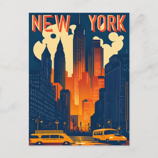 New York bij nacht, Reizen Briefkaart (Voorkant)