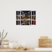 New York bij nacht White 24-puit open Poster (Keuken)