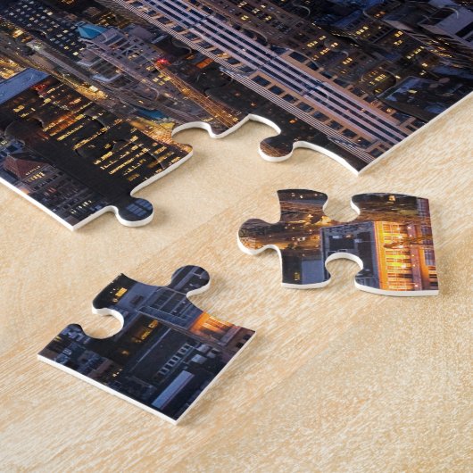 New York bij Night Puzzle Legpuzzel (Zijkant)