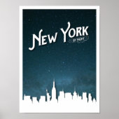 New York bij 's nachts skyline - Poster (Voorkant)