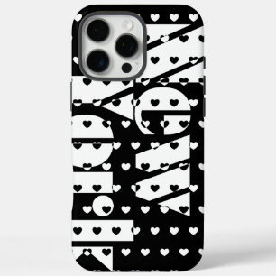 New York Black en White Hearts patroon iPhone 16 Pro Max Hoesje