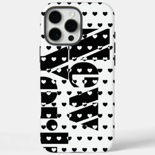 New York Black en White Hearts patroon iPhone 16 Pro Max Hoesje