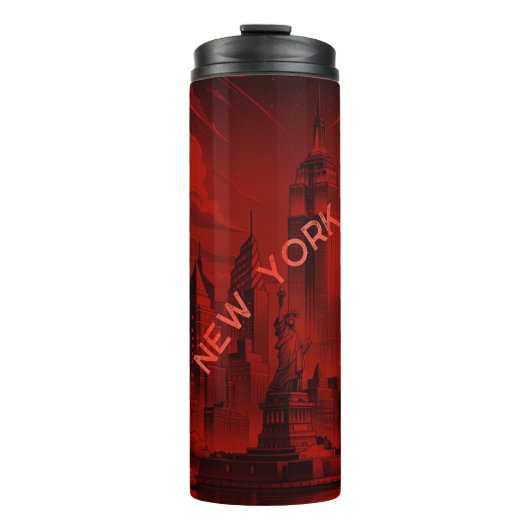 New York Black Red Thermal Tumbler Thermosbeker (Voorkant)
