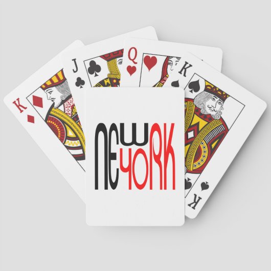 New-York-Black-Red Typografie Pokerkaarten (Achterkant)