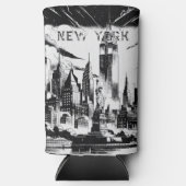 New York Black White Seltzer Blikjeskoeler (Voorkant)