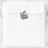 New York Bluebird Bloemstuk Ronde Sticker (Tas)