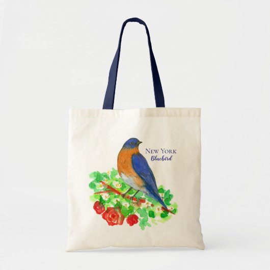 New York Bluebird Red Roses Tote Bag (Voorkant)