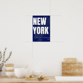 New York Blueprint City Map Poster Minimal (Keuken)