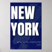 New York Blueprint City Map Poster Minimal (Voorkant)
