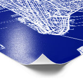 New York Blueprint Map Poster Coordinates Wall Art (Hoek)