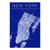 New York Blueprint Map Poster Coordinates Wall Art (Voorkant)