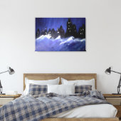 New York Blues Stretched Canvas Print (Insitu (Slaapkamer))
