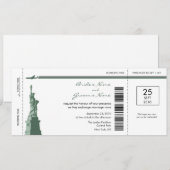 New York Boarding Pass Wedding Invitting Kaart (Voorkant / Achterkant)