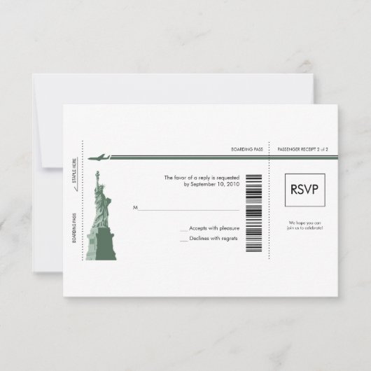 New York Boarding Pass Wedding RSVP (Voorkant)