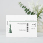 New York Boarding Pass Wedding RSVP (Staand voorkant)
