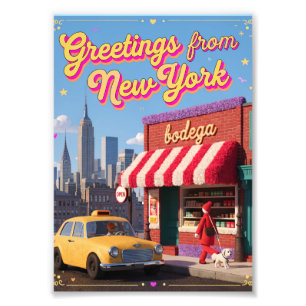 New York Bodega Nacht Taxi Silhouette Poster