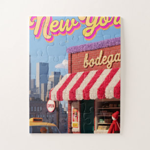 New York Bodega Nacht Taxi Skyline Poster Legpuzzel