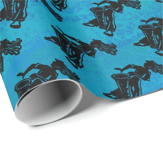 New York Boogie Nights Drum Blue Cadeaupapier (Rol Hoek)