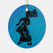 New York Boogie Nights Drum Blue Keramisch Ornament (Links)