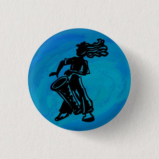 New York Boogie Nights Drum Blue Ronde Button 3,2 Cm (Voorkant)