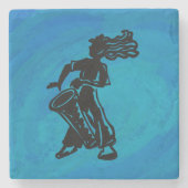 New York Boogie Nights Drum Blue Stenen Onderzetter (Voorkant)