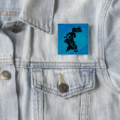 New York Boogie Nights Drum Blue Vierkante Button 5,1 Cm (In situ)