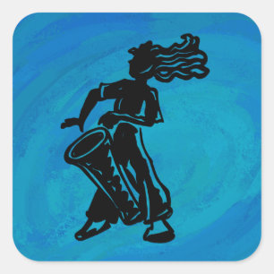 New York Boogie Nights Drum Blue Vierkante Sticker