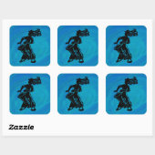 New York Boogie Nights Drum Blue Vierkante Sticker (Vel)