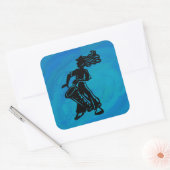 New York Boogie Nights Drum Blue Vierkante Sticker (Envelop)
