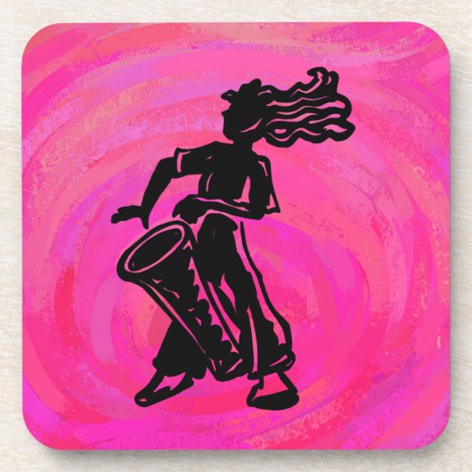 New York Boogie Nights Drum Hot Pink Bier Onderzetter (Voorkant)