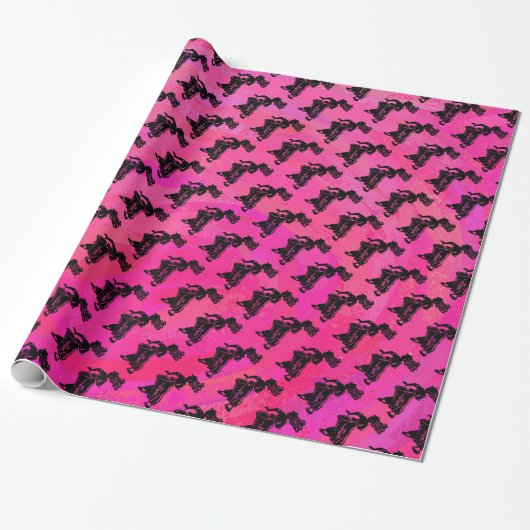 New York Boogie Nights Drum Hot Pink Cadeaupapier (Uitgerold)
