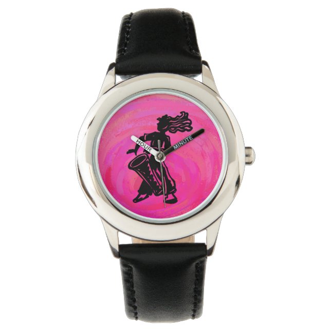 New York Boogie Nights Drum Hot Pink Horloge (Voorkant)