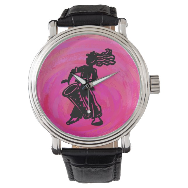 New York Boogie Nights Drum Hot Pink Horloge (Voorkant)