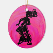 New York Boogie Nights Drum Hot Pink Keramisch Ornament (Links)