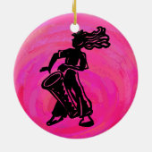 New York Boogie Nights Drum Hot Pink Keramisch Ornament (Achterkant)