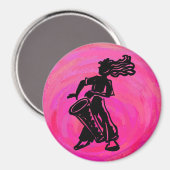 New York Boogie Nights Drum Hot Pink Magneet (Voorkant / Achterkant)