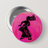 New York Boogie Nights Drum Hot Pink Ronde Button 7,6 Cm (Voorkant /achterkant)
