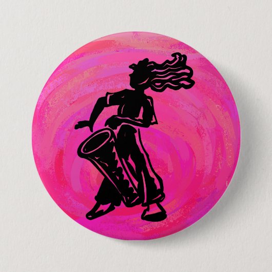 New York Boogie Nights Drum Hot Pink Ronde Button 7,6 Cm (Voorkant)